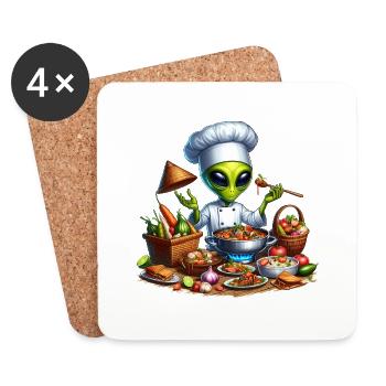 Cuisine extraterrestre - Dessous de verre (lot de 4) - blanc - Devant