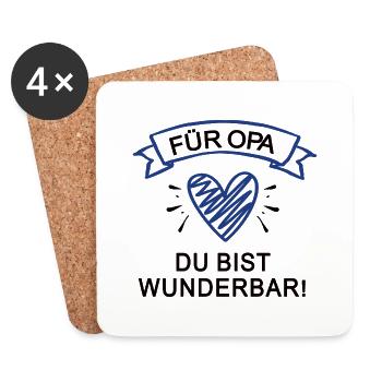 Für Opa Du Bist Wunderbar Großvater Danke Opi Opas - Untersetzer (4er-Set) - Weiß - Vorne
