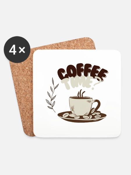 Kaffeezeit - Untersetzer (4er-Set) - Weiß
