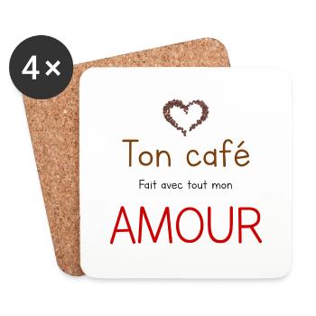 ton café fait avec tout mon amour - Dessous de verre (lot de 4) - blanc - Devant