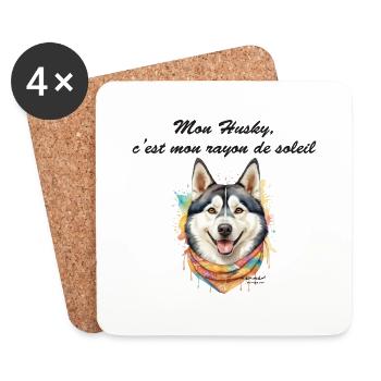 Husky rayon de soleil - Dessous de verre (lot de 4) - blanc - Devant