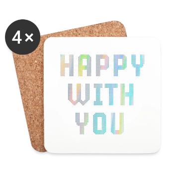 Heureux avec vous - Dessous de verre (lot de 4) - blanc - Devant