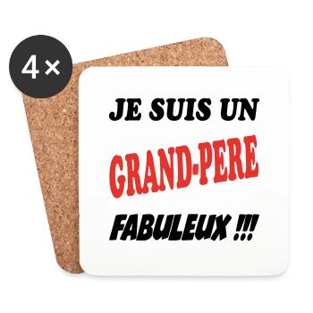 Je suis un grand-père fabuleux !!! - Dessous de verre (lot de 4) - blanc - Devant