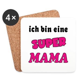 Ich bin eine Super MAMA - Coasters (set of 4) - white - Front