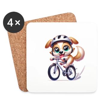 Cute Cyclist Dog - Untersetzer (4er-Set) - Weiß - Vorne