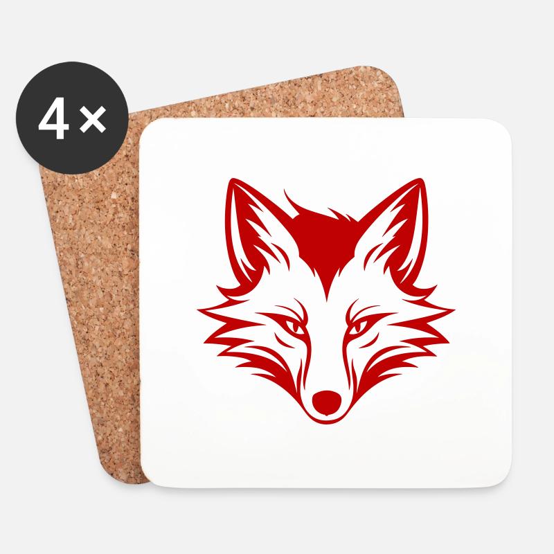 Fuchs Kopf - Untersetzer (4er-Set) - Weiß
