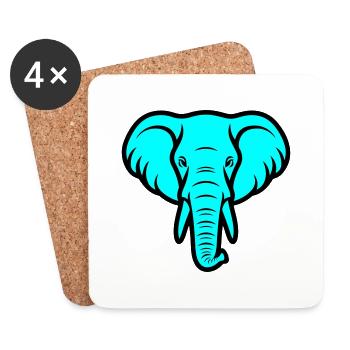 Elefant Kopf - Untersetzer (4er-Set) - Weiß - Vorne