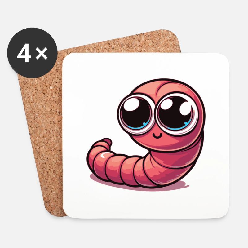 Kleiner Wurm - Untersetzer (4er-Set) - Weiß