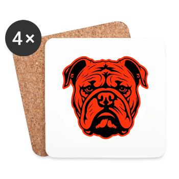 Bulldog Dog Head - Coasters (set of 4) - white - Front