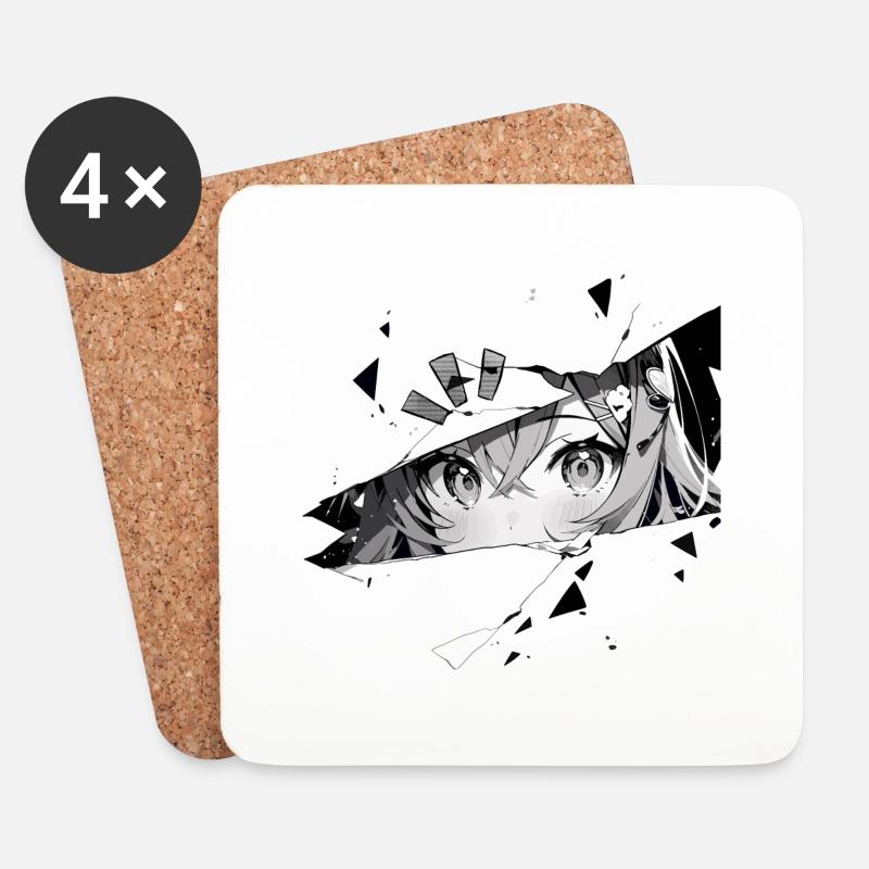 Anime face 2.0 - Untersetzer (4er-Set) - Weiß