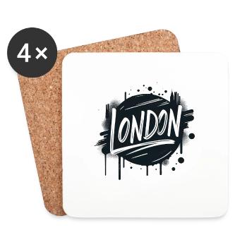 London UK United Kingdom GB Great Britain - Untersetzer (4er-Set) - Weiß - Vorne