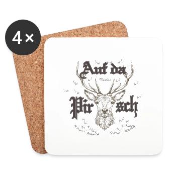 Jagd Pirsch Hirsch Tracht Natur Wald Wiese Freunde - Untersetzer (4er-Set) - Weiß - Vorne