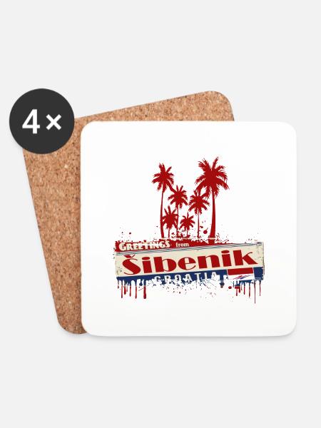 Croatia hrvatska croatia hrv hr sibenik flag - Coasters (set of 4) - white