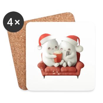 Christmas Ghosts Flix & Popcorn - Coasters (set of 4) - white - Front