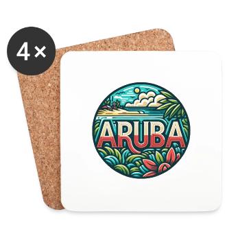 Aruba - Caribbean - Dutch Indies - Karibik - Coasters (set of 4) - white - Front