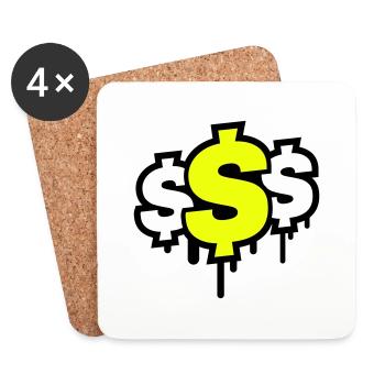 Symbole du dollar - Dessous de verre (lot de 4) - blanc - Devant