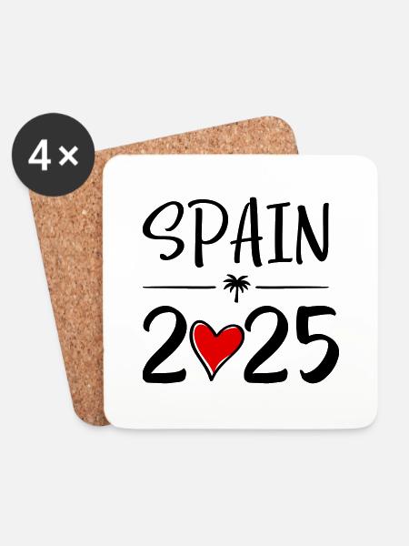 Spain heart 2025 - Coasters (set of 4) - white