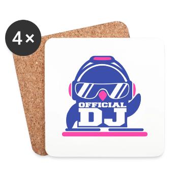 Drôle officiel DJ pingouin mixer Musique de fête - Dessous de verre (lot de 4) - blanc - Devant