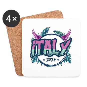 Vacances Italie 2024 - Dessous de verre (lot de 4) - blanc - Devant