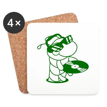 DJ Caterpillar Vinyle Disque Lunettes De Soleil Musique de Fête - Dessous de verre (lot de 4) - blanc - Devant