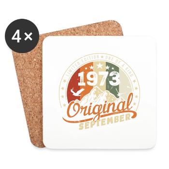 Vintage Birthday Gift Born September 1973 - Coasters (set of 4) - white - Front