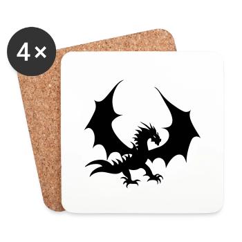 Dragon noir cool - Dessous de verre (lot de 4) - blanc - Devant