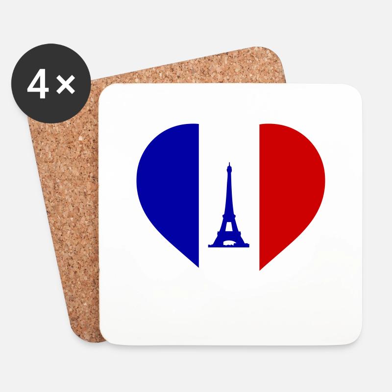 herz frankreich - Untersetzer (4er-Set) - Weiß