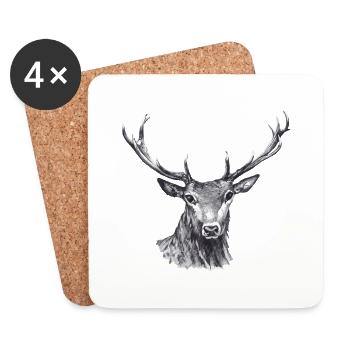 Cerf - Dessous de verre (lot de 4) - blanc - Devant