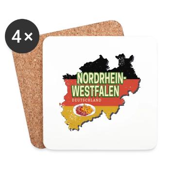 Nordrhein-Westfalen Deutschland Bundesland NRW - Untersetzer (4er-Set) - Weiß - Vorne