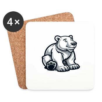 polar bear - Coasters (set of 4) - white - Front
