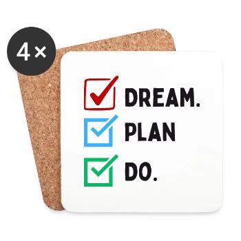 Dream Plan Do Checkliste Design Schwarz Weiss - Untersetzer (4er-Set) - Weiß - Vorne