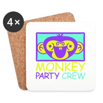 Monkey Party Crew Affen Feiern Team Freunde Spruch - Untersetzer (4er-Set) - Weiß - Vorne