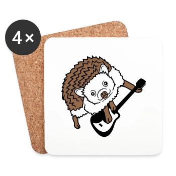 Cool hedgehog plays cute guitar music guitarist fun - Coasters (set of 4) - white - Front