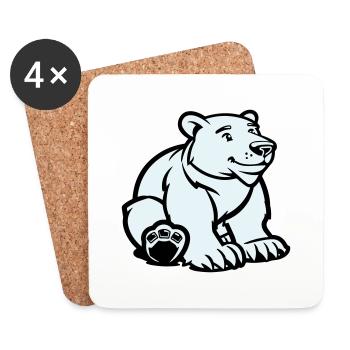 Polar Bear Animal - Coasters (set of 4) - white - Front