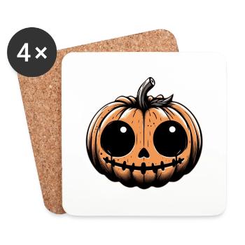 Gruseliger Kürbis - Spooky Pumpkin - Untersetzer (4er-Set) - Weiß - Vorne