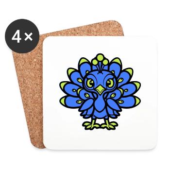 Bande dessinée Paon - Dessous de verre (lot de 4) - blanc - Devant