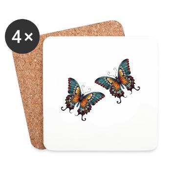Papillons - Dessous de verre (lot de 4) - blanc - Devant