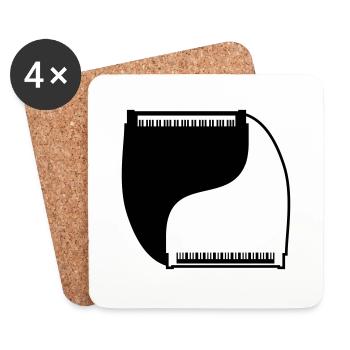 2 pianos Yin et Yang Instrument de musique classique - Dessous de verre (lot de 4) - blanc - Devant
