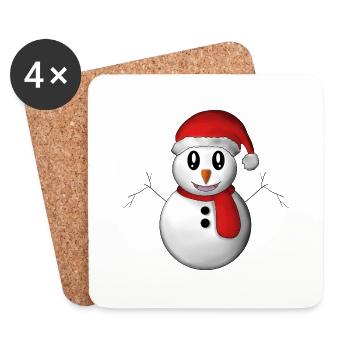 Bonhomme de neige souriant - Dessous de verre (lot de 4) - blanc - Devant