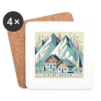 Rêve alpin - Dessous de verre (lot de 4) - blanc - Devant