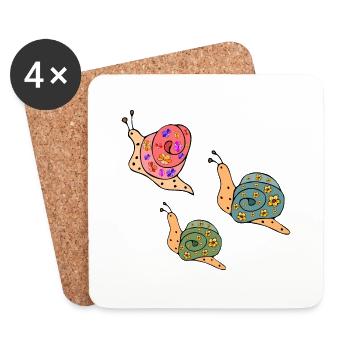 Snails - Coasters (set of 4) - white - Front