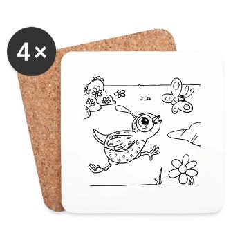 Quail coloring fun for children's clothing, bags, etc - Coasters (set of 4) - white - Front