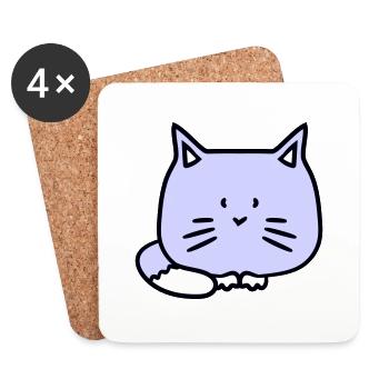 Cute Cat Looks Happy Smiling Kitten Fun - Coasters (set of 4) - white - Front