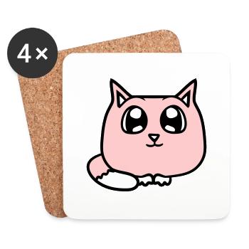 Cute Cat Looks Happy Smiling Kitten Fun - Coasters (set of 4) - white - Front