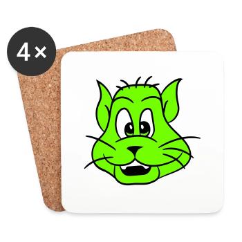 Pretty Cat Looking Happy Cheerful Smiling - Coasters (set of 4) - white - Front