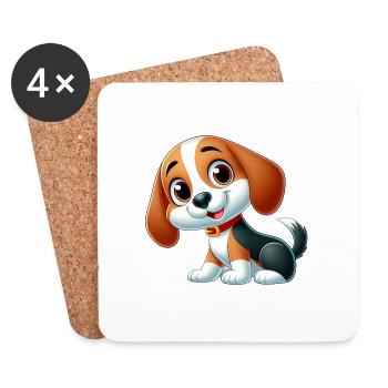 Beagle 7 - Untersetzer (4er-Set) - Weiß - Vorne