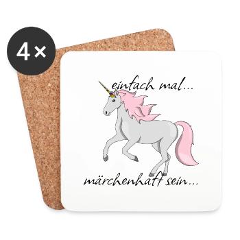 Einhorn "einfach mal märchenhaft sein..." - Untersetzer (4er-Set) - Weiß - Vorne