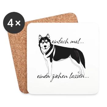 Husky "einfach mal einen ziehen lassen..." - Untersetzer (4er-Set) - Weiß - Vorne