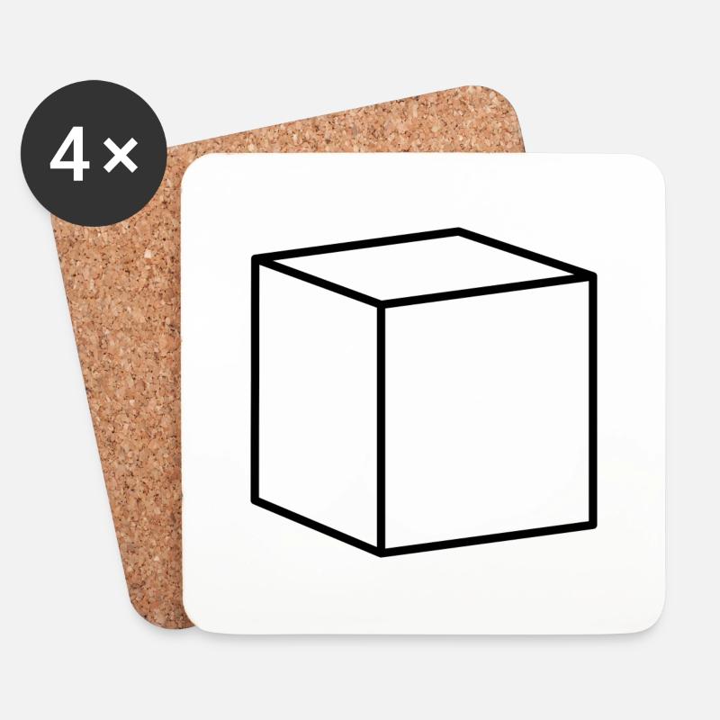 Black cube - Coasters (set of 4) - white