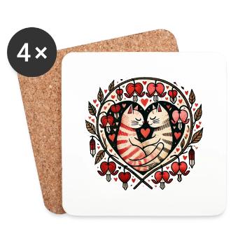 Cat Couple - Coasters (set of 4) - white - Front